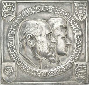 Plakette des Vereins zur Förderung der Kunst auf die Silberhochzeit König Wilhelms II und Königin Charlottes 1911