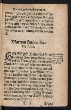 Martyni Lutheri Vader Uns.