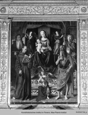 Thronende Madonna mit Heiligen und Engeln