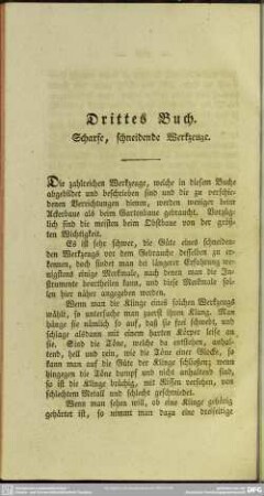 Drittes Buch. Scharfe, schneidende Werkzeuge