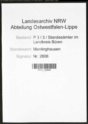 Sterberegister Standesamt Mantinghausen