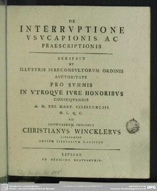 De Interruptione Usucapionis Ac Praescriptionis