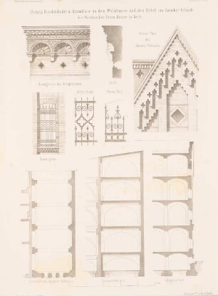 Wohnhaus und Speichergebäude des Weinhändlers Herrn Krause, Berlin: Schnitte, Details (aus: Architektonisches Skizzenbuch, H. 29, 1857)