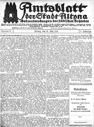 Nummer 21 : Freitag, den 25. Mai 1923