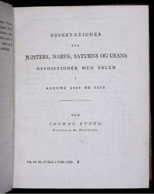 Observationer paa Jupiters, Mars's, Saturns og Urans oppositioner med Solen