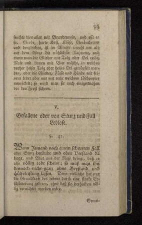 V. Gefallene oder von Sturz und Fall Leblose.