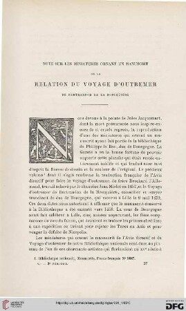 3. Pér. 5.1891: Note sur les miniatures ornant un manuscrit de la relation du voyage d'outremer de Bertrandon de la Brocquière