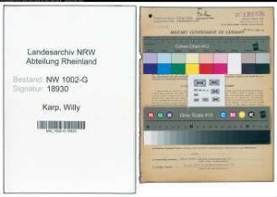 Entnazifizierung Willy Karp, geb. 02.11.1900 (Filmverleiher)
