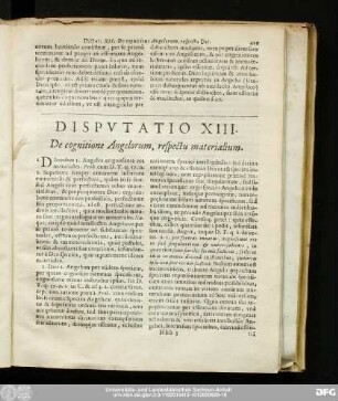Disputatio XIII. De cognitine Angelorum, respectu materialium.