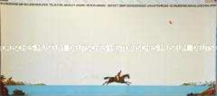 Plakat zur Uraufführung des Stückes von Peter Handke "Der Ritt über den Bodensee" an der Schaubühne am Halleschen Ufer