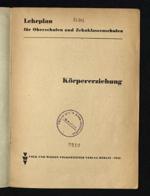 1952: Körpererziehung