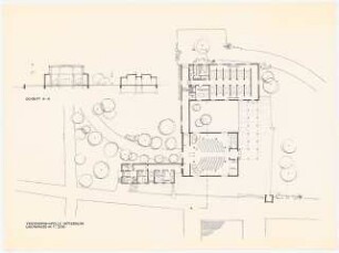 Friedenskapelle, Gütersloh: Erdgeschoss, Schnitt A - A 1:200