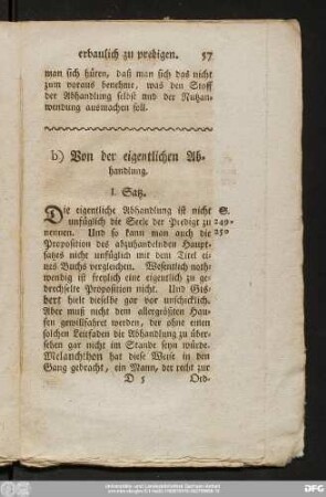 b) Von der eigentlichen Abhandlung.