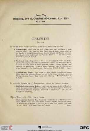 Gemälde (Nr. 1-9)