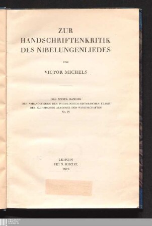 Zur Handschriftenkritik des Nibelungenliedes