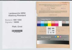 Entnazifizierung Ernst Plath, geb. 19.12.1904 (Zollsekretaer)