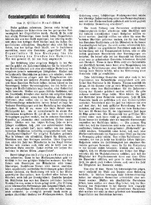 Gemeindeorganisation und Gemeindeteilung