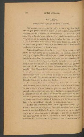 El tacto. : (Traducido del inglés por don César C. Guzmán).