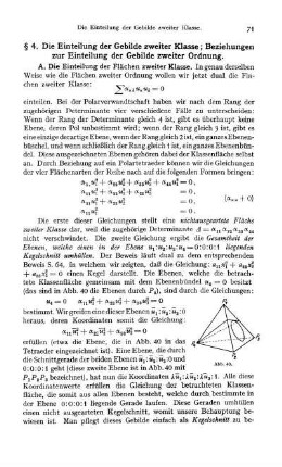 § 4. Die Einteilung der Gebilde zweiter Klasse; Beziehungen zur Einteilung der Gebilde zweiter Ordnung.