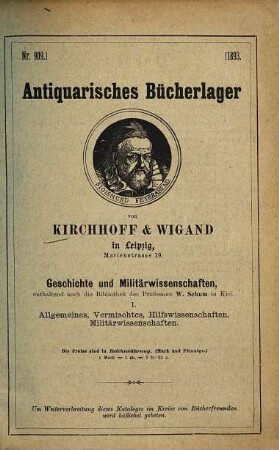 Antiquarisches Bücherlager von Kirchhoff & Wigand in Leipzig. 909. 1893