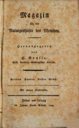 Magazin für die Naturgeschichte des Menschen. 3,1. 1790