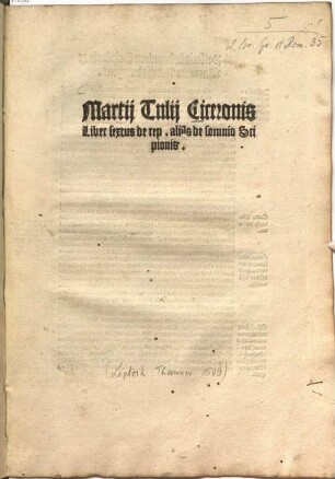 Liber sextus de rep. alias de somnio Scipionis