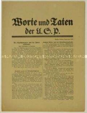 Flugschrift der SPD gegen die USPD