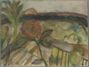 Abendliche Landschaft mit Rose
