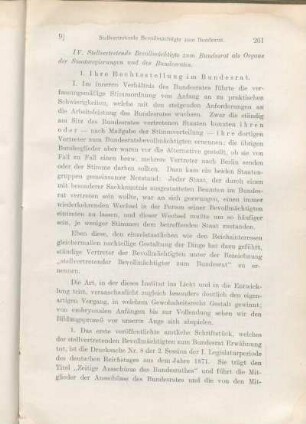 IV. Stellvertretende Bevollmächtigte zum Bundesrat als Organe der Staatsregierungen und des Bundesrates.