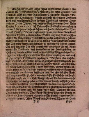 Kayserliche Proposition so das H. R. Reichs-Chur-Fürsten 1663 auff d. H. Reichs Stadt Regenspurg Rath-Hauß verlesen worden