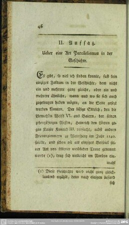 II. Aufsaz. Ueber eine Art Parallelismus in der Geschichte
