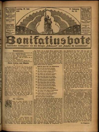 Erste Ausgabe vom Sonntag, den 20. Juni 1920.