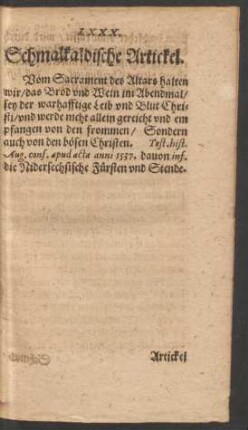 LXXX. Schmalkaldische Artickel.
