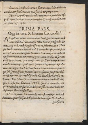 Prima Pars, Quae sit vera & salutaris Concordia?