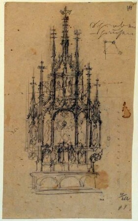 Entwurfszeichnung für den Hochaltar in Schrobenhausen, Pfarrkirche St. Jakob