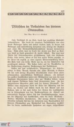 Pfälzisches im Volksleben des hinteren Odenwaldes