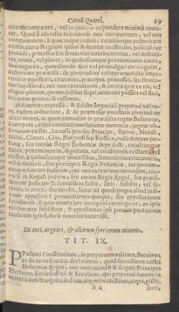 De auri, argenti, et aliarum specierum mineris. Tit. IX.