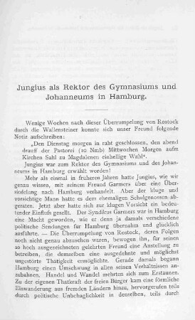 Jungius als Rektor des Gymnasiums und Johanneums in Hamburg.