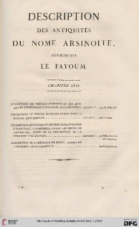 Description des antiquités du nome Arsinoïte, aujourd’hui le Fayoum