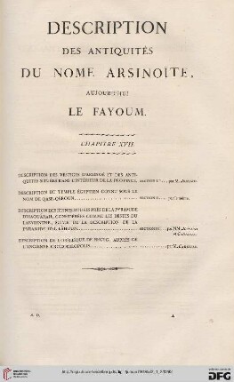 Description des antiquités du nome Arsinoïte, aujourd’hui le Fayoum
