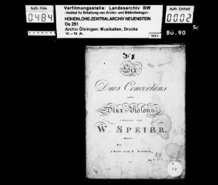 Speier, W., Six Duos Concertans pour deux Violons, Bonn, Simrock.