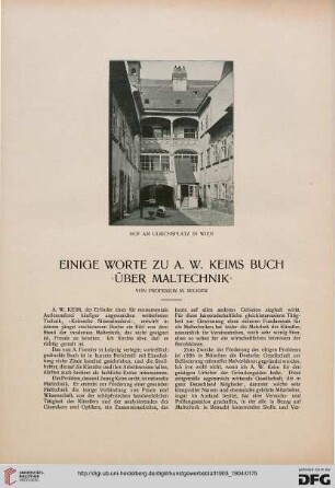 Einige Worte zu A. W. Keims Buch "Über Maltechnik"