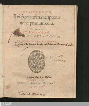 Hierakosophion : Ex Biblioth. Regia Medicea