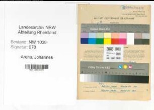 Entnazifizierung Johannes Arens , geb. 19.03.1902 (Elektriker)