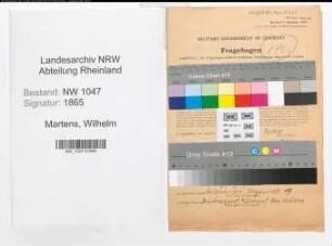 Entnazifizierung Wilhelm Martens , geb. 22.07.1889 (Monteur)