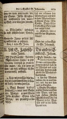 II. Lift S. Japoschtola Jana. / Die andere Epistel S. Johanis.