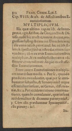 Cap. VIII. & ult. de Affectionibus Enunciationum Mvltiplicivm.