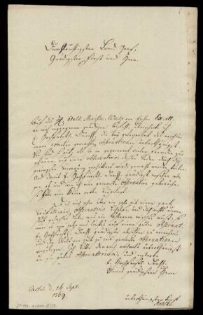 Brief von Matsko (16. September 1769)