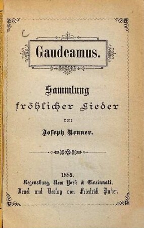 Gaudeamus : Sammlung fröhlicher Lieder von Joseph Renner