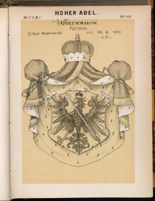 Taf. 169. Gortschakow, Fürsten. (K. Russ. Wappenbestät. d. d. 22. X. 1800.) -a. St.-